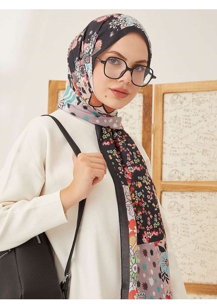 Yamalı Çiçek Desen Dijital Soft Şal-Siyah fırsatları