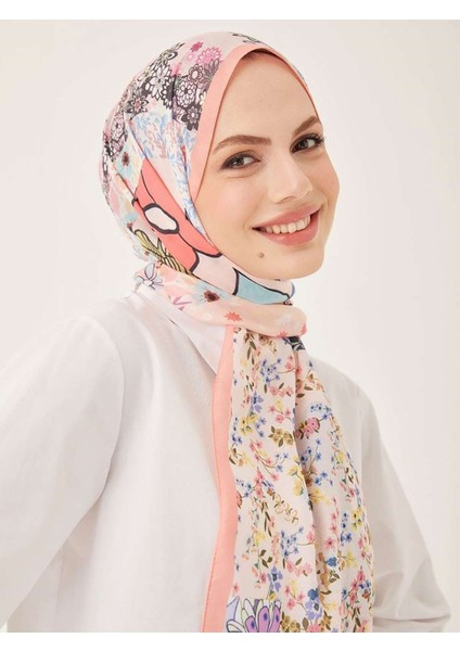 Yamalı Çiçek Desen Dijital Soft Şal-Yavruağzı