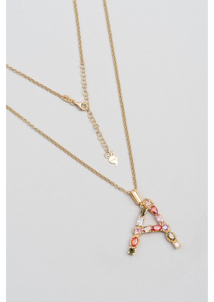 A Harfi Günışığı Renkli 18 Ayar Sarı Altın Kaplama Gümüş Kolye