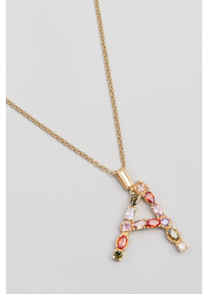 A Harfi Günışığı Renkli 18 Ayar Sarı Altın Kaplama Gümüş Kolye fiyatları