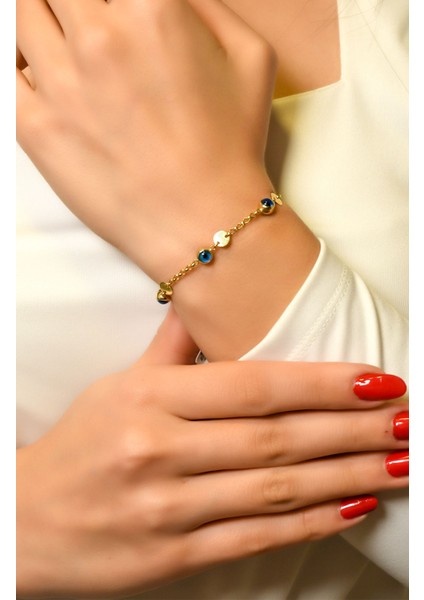 Ravi Nazar Boncuklı Tasarım Bileklik 14 Ayar A058533