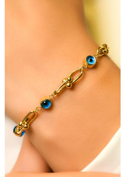 Dorikalı Nazar Boncuklu Tasarım Bileklik 14 Ayar A056526 fiyatları