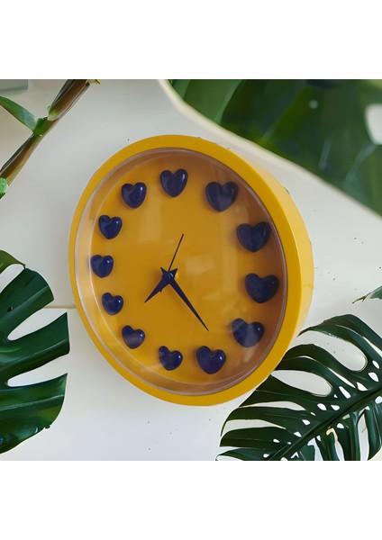 Sarı Lacivert Taraftar Kalpli 3D Duvar Salon Ofis Saati 22 cm Plastik B4 fırsatları