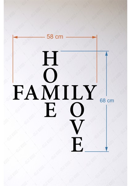 Home Family Love Duvar Yazısı Dekoru Ahşap