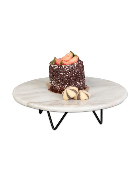 Tel Ayaklı Mermer Sunumluk-Siyah