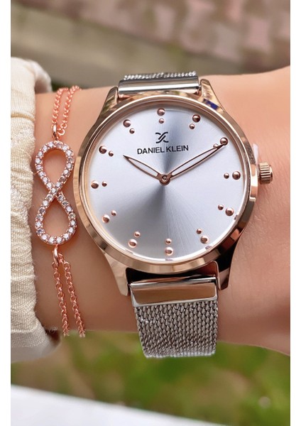 Rose Gümüş Renk Hasır Çelik Kordon Kadın Kol Saati