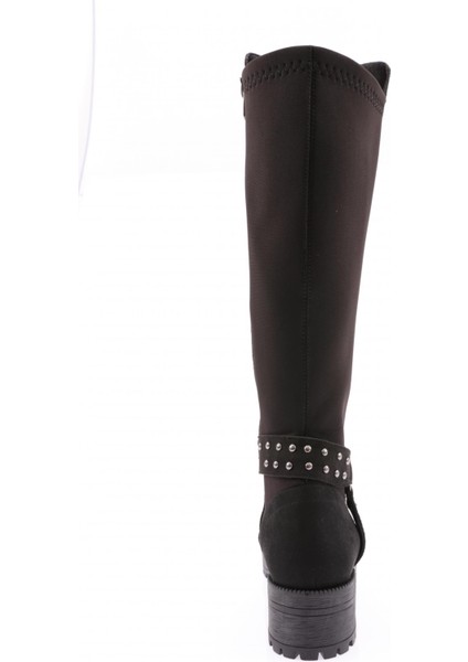 607 Kadın Bilek Tokalı Zincir Detaylı Arkası Stretch Knee High Flats Çizme fırsatları