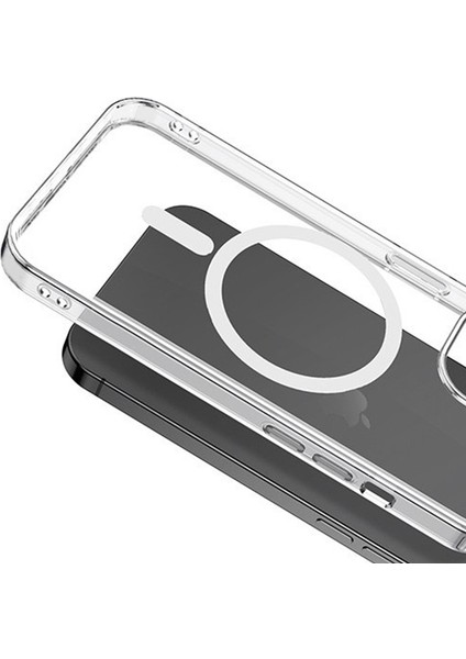 iPhone 13 Pro Max Kılıf Magsafe Özellikli Şeffaf Silikon Kapak