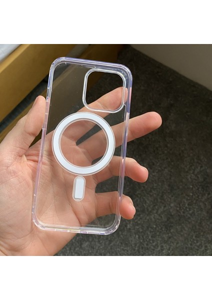 iPhone 13 Pro Max Kılıf Magsafe Özellikli Şeffaf Silikon Kapak