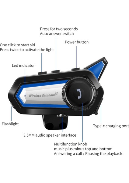 Motosiklet Kask Bluetooth Interkom Kulaklık, Motosiklet Intercom BT31(SUYA Dayanıklı)