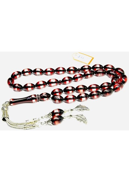 Beyzi Sürmeli Püsküllü 8-13 mm Ateş Kehribar Tesbih
