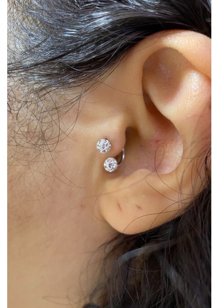 Cerrahi Çelik Iki Ucu Taşlı Tragus Helix Kıkırdak Burun Piercing