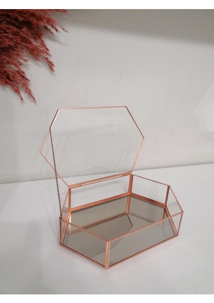 Bronz Ayna Tabanlı Takı Kutusu 25 x 15 x 5 cm