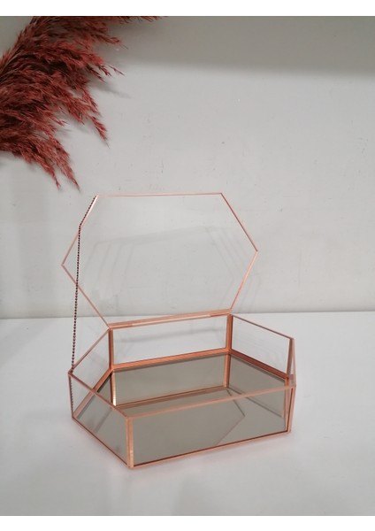 Bronz Ayna Tabanlı Takı Kutusu 25 x 15 x 5 cm