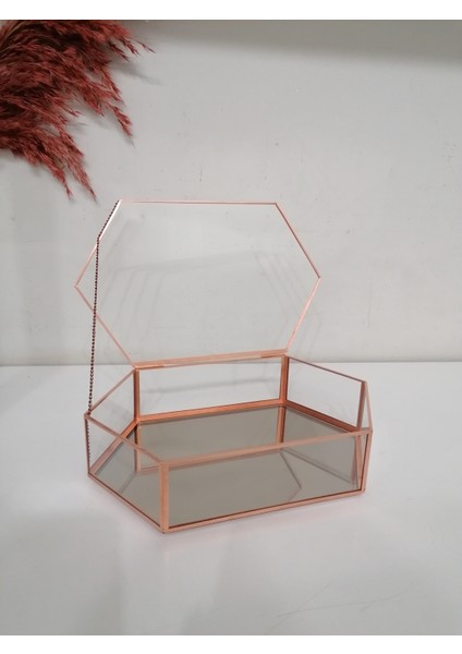 Bronz Ayna Tabanlı Takı Kutusu 25 x 15 x 5 cm