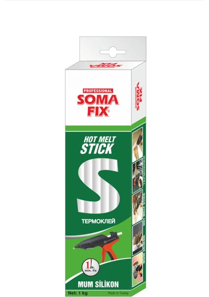 1 kg 11.3X300 Mm Kalın Somafıx Mum Silikon Çubuk Sıcak Şeffaf