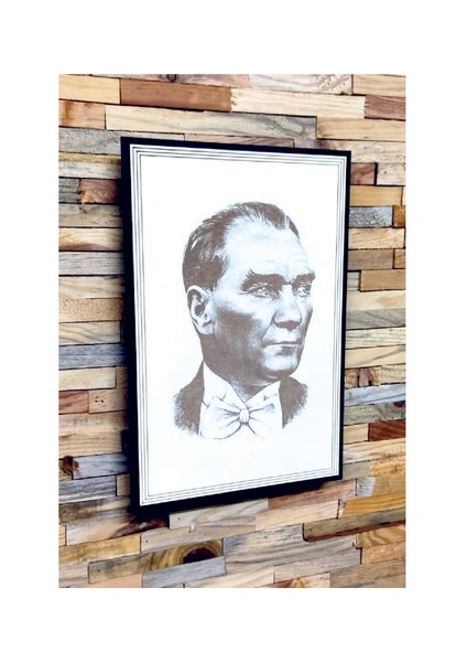 Ahşap Üzerine Lazer Kazıma Mustafa Kemal Atatürk Tablo Duvar Dekorasyon