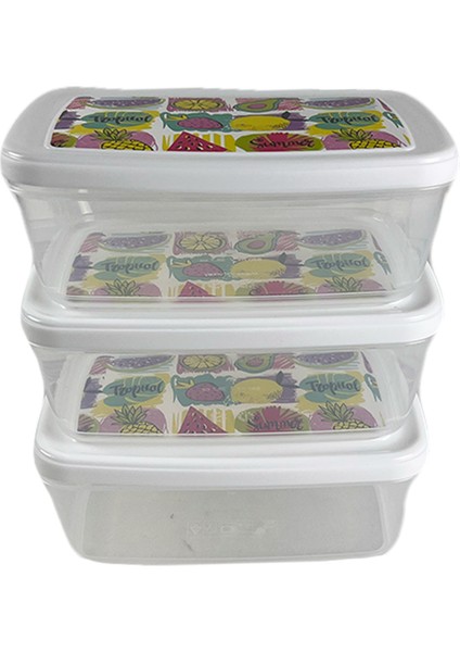 Gıda Saklama Kabı Erzak Saklama Kabı Meyve Sebze Et Balıkları Taze ve Kuru Tutmak Için 850 ml x 3'lü Set