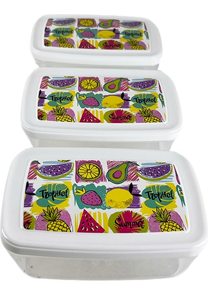 Gıda Saklama Kabı Erzak Saklama Kabı Meyve Sebze Et Balıkları Taze ve Kuru Tutmak Için 850 ml x 3'lü Set