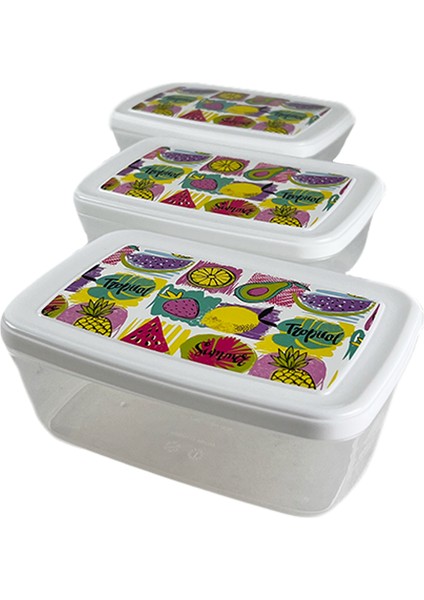 Gıda Saklama Kabı Erzak Saklama Kabı Meyve Sebze Et Balıkları Taze ve Kuru Tutmak Için 850 ml x 3'lü Set
