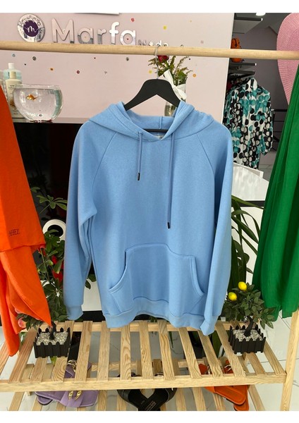 Kapşonlu Oversize 3 İplik Polarlı Tesettür Sweatshirt