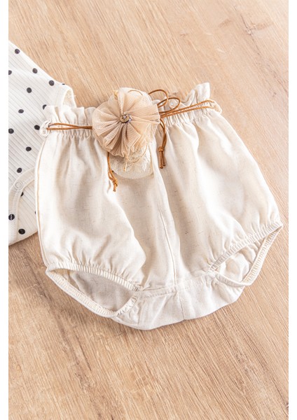 Puantiye Desenli Güpürlü 2'li Kız Bebek Tulum Takım indirimleri