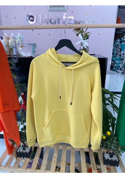 Kapşonlu Oversize 3 İplik Polarlı Tesettür Sweatshirt