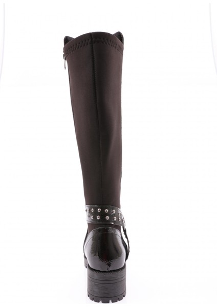 607-22K Kadin Bilek Tokali Zincir Detayli Arkasi Stretch Knee High Flats Çizme fırsatları