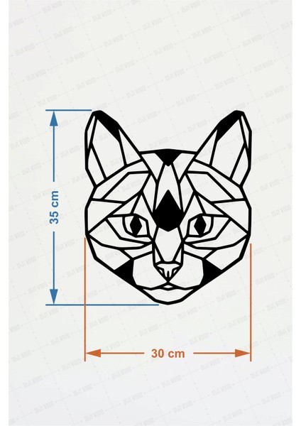 Geometrik Kedi Figürlü Dekoratif Tablo Ahşap Duvar Süsü