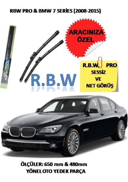 Rbw Pro Bmw 7 Series (2008 - 2015) Aracınız Için Özel Üst Seviye Pro Muz Tip Silecek Takımı