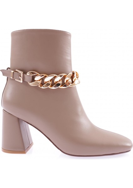 K405-22K Kadin Zincir Aksesuarli Topuklu Bot