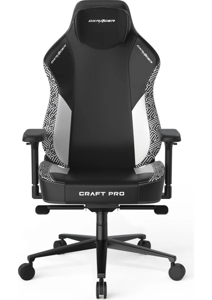 Dxracer Craft Pro Siyah Beyaz Geometrik Desenli Ofis ve Oyuncu Koltuğu