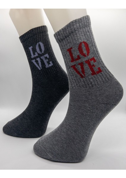 Ciho Socks 12 Çift Modal Love Desen Yumuşak Dokulu Kadın Kolej Çorabı