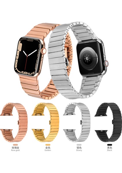 Apple Watch 7 45 mm Için Düz Bakla Desenli Metal Krd-79 Kordon-Kayış fiyatları