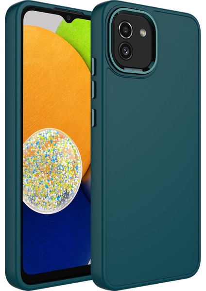 Samsung Galaxy A04 Kılıf Metal Kamera Koruma Çerçeveli Mat Luna Silikon