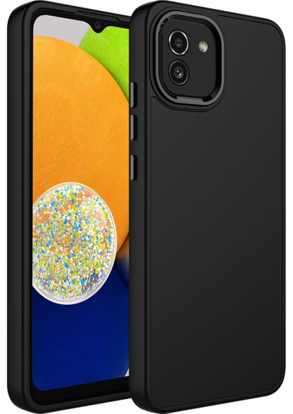 Samsung Galaxy A04 Kılıf Metal Kamera Koruma Çerçeveli Mat Luna Silikon