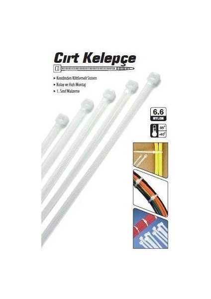 Cırt Kelepçe 9X1000MM 9X100CM 100 Adet Beyaz