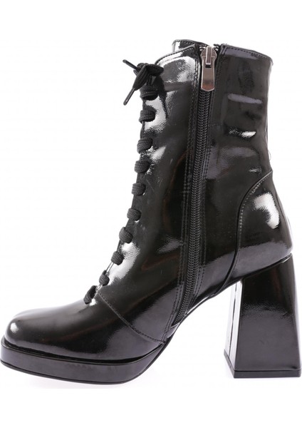 4065 Önden Bağcikli Yuvarlak Burun Kadin Topuklu Bot modelleri