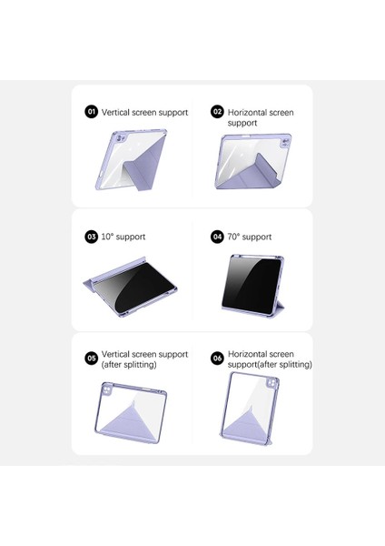 Apple Ipad 10. Nesil 10.9" 2022 Kılıf Kalem Şarj Bölmeli Uyku Modlu Standlı Akıllı Katlanır Kapak