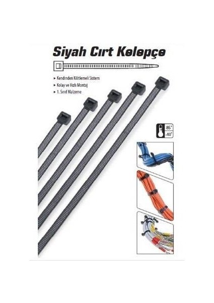 Cırt Kelepçe 9X1000MM 100CM 100 Adet Siyah