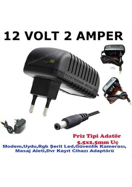 Hhm- Kaliteli Sağlam Arayanlar Için 12 Volt 2 Amper 12V 2A - Hiremco Uydu Adaptörü Trafo