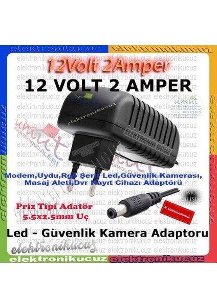 Hhm- Kaliteli Sağlam Arayanlar Için 12 Volt 2 Amper 12V 2A - Hiremco Uydu Adaptörü Trafo