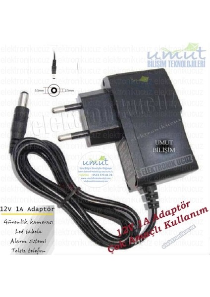 12V 1A Uydu Modem Adaptörü Powersupply Güç Kaynagı,smps 12V1A