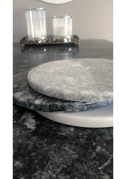 Lux & Marble Black Moon- Siyah Mermer Yuvarlak Sunumluk indirimleri