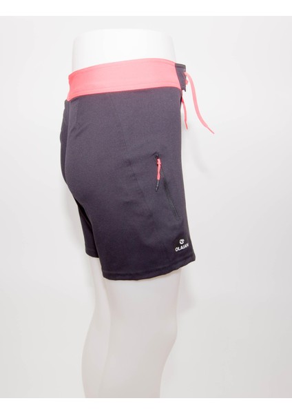 Erkek Kısa Deniz Şortu Boardshort Filesiz Sörf Meridyendukkan Siyah Turuncu Olaıan