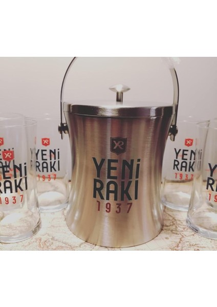 1937 Logolu Metal Buz Kovası ve 6 Adet Rakı Kadehi fiyatları