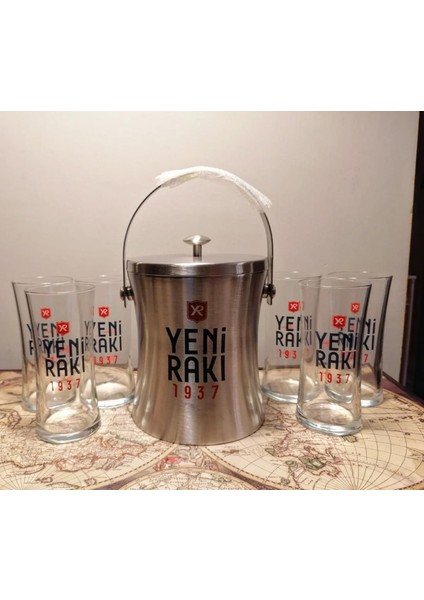 1937 Logolu Metal Buz Kovası ve 6 Adet Rakı Kadehi indirimleri