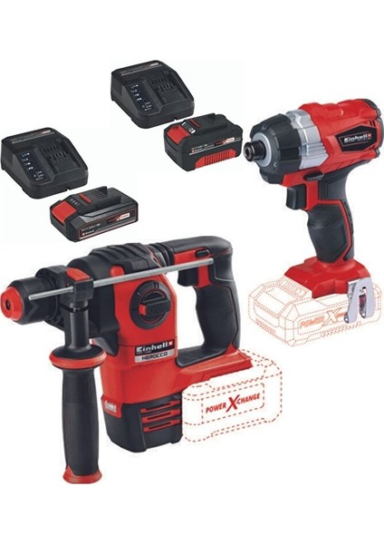Herocco 18V Kırıcı Delici Te-Cı 18 Bl Vidalama 2.5+4.0AH Akülü Kömürsüz Set