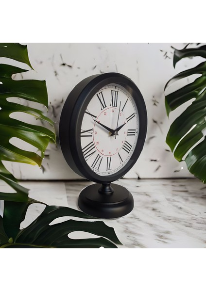 Siyah Renkli Metal Ofis Salon Otel Masa Saati 25*20 cm R9 modelleri