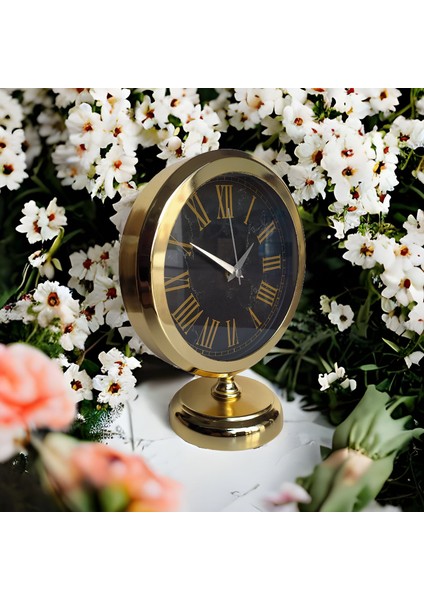 Altın Gold Renkli Metal Ofis Salon Otel Masa Saati 25*20 cm D6 modelleri